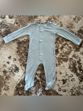 Magnetic Me Light Blue Footed One-Piece Baby Romper